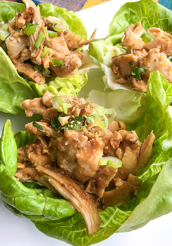 Instant Pot chicken thighs lettuce wraps