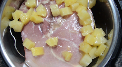 step one of how to make ham in the instant pot 